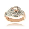 Finesque Rose Gold Overlay Diamond Accent Buckle Design Ring