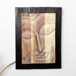 Wood Panel 'Serene Buddha' Carving (Thailand)