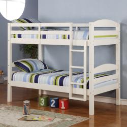 Wooden Bunk Beds Twin  Twin on Twin Over Twin Solid Wood White Bunk Bed   Overstock Com