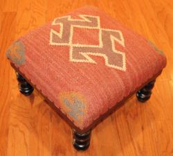 Handmade Kilim Square Footstool (India)