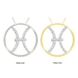10k Gold Clear Cubic Zirconia Pisces Astrological Necklace