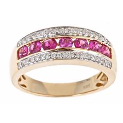 Dyach 14k Yellow Gold Thai Ruby and 1/5ct TDW Diamond Ring (G-H, I1-I2)
