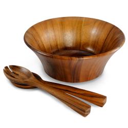 Acacia Wood Grand Flute Serving Bowl and Server Set (China)