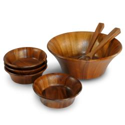 Acacia Wood Grand Flute Serving Bowl Set (China)