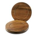 Set of 4 Beaded Edge Acacia Wood Chargers (China)
