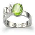 Daliglio Platinum over Silver Peridot and Diamond Accent Ring