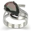 Daliglio Platinum over Silver Garnet and 1/10ct TDW Diamond Ring (H-I, I1-I2)