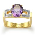 Daliglio 14k Gold over Silver Amethyst and 1/8ct TDW Diamond Ring (H-I, I1-I2)