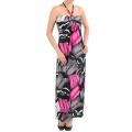 Stanzino Women's Fuschia and Grey Long Flower Dress