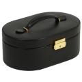 Chelsea Faux-leather Oval Jewelry Box with Removable Travel Case