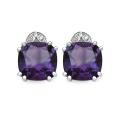 Sterling Silver Amethyst and 1/10ct TDW Diamond Earrings (I2-I3)