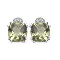 Sterling Silver Lemon Topaz and 1/10ct TDW Diamond Earrings (I2-I3)