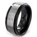 Two-tone Stainless Steel Grooved Spinner Ring