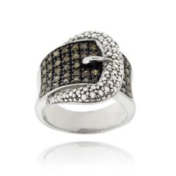 Sterling Silver 2/5th ct Champagne Brown Diamond Buckle Ring