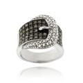 Sterling Silver 2/5th ct Champagne Brown Diamond Buckle Ring