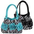 Journee Collection Women's Flower Detail Zebra Print Hobo Bag