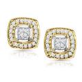 14k Two-Tone Gold 1/5ct TDW Diamond Earrings (H-I, I1-I2)