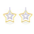 14k Two-tone Gold 1/5ct TDW Diamond Star Earrings (H-I, I1-I2)