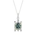 Sunstone Sterling Silver Green Crystal Turtle Pendant Necklace