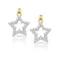 14k Two-tone Gold 1/4ct TDW Diamond Star Earrings (H-I, I1-I2)