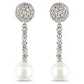 14k White Gold FW Pearl and 1 1/4ct TDW Diamond Earrings (G-H, SI2)