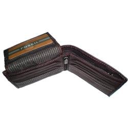 Fossil Men's Brown Leather Passcase Bi-fold Wallet 