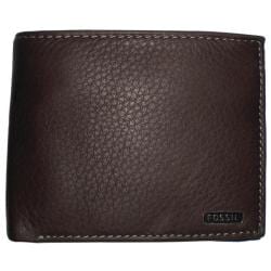 Fossil Men's Brown Leather Passcase Bi-fold Wallet 