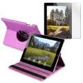 Purple Leather Case/ Anti-glare Screen Protector for Apple iPad 2