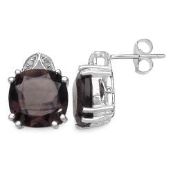 Sterling Silver Smoky Quartz and 1/10ct TDW Diamond Earrings (J-K, I2-I3)