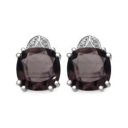 Sterling Silver Smoky Quartz and 1/10ct TDW Diamond Earrings (J-K, I2-I3)