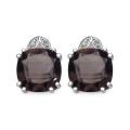 Sterling Silver Smoky Quartz and 1/10ct TDW Diamond Earrings (J-K, I2-I3)