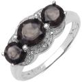 Malaika Sterling Silver Smokey Topaz and White Topaz Ring (1 4/5ct TGW)