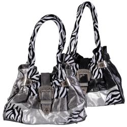 Adi Designs Women's Buckle Detail Double Handel Zebra Print Satchel