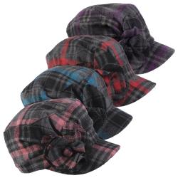 Adi Designs Women's Flower Detail Plaid Military Cap