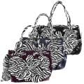 Adi Designs Women's Oversized Flower Detail Zebra Print Handbag