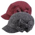 Adi Designs Women's Rhinestone Bow Detail Plaid Military Cap
