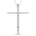 14k White Gold 1/6ct TDW Diamond Cross Necklace (G-H, SI2)