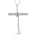 Miadora 14k White Gold 1/5ct TDW Diamond Cross Necklace (G-H, SI2)