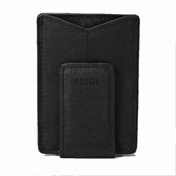 Fossil Men's Black Leather Magnetic Money Clip