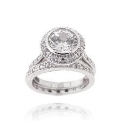 Icz Stonez Sterling Silver Cubic Zirconia 3 1/5ct TGW Bridal Ring Set
