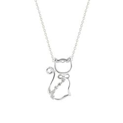 Sterling Silver 18-inch Chain Cubic Zirconia Cat Pendant