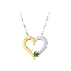 10k Two-tone Gold 0.14ct TGW Emerald Heart Necklace