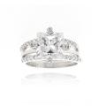 Icz Stonez Sterling Silver Cubic Zirconia 5 1/5ct TGW Bridal Ring Set