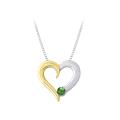 10k Two-tone Gold 0.14ct TGW Emerald Heart Necklace