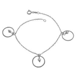 Sterling Silver Hoops and Beads Charm Bracelet