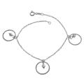Sterling Silver Hoops and Beads Charm Bracelet