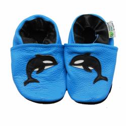 Orca Whale Soft Sole Leather Baby Shoes