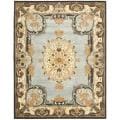 Handmade Bliss Light Blue/ Ivory Hand-spun Wool Rug (9'6 x 13'6)