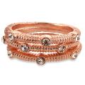 Rose Goldplated Clear Stone Tube 3-piece Ring Set