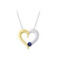 10k Two-tone Gold 0.14ct TGW Sapphire Heart Necklace